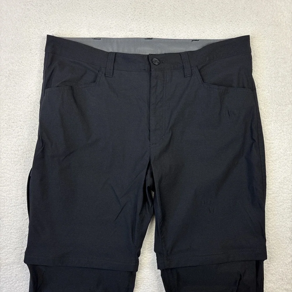 EDDIE BAUER 'Convertible Tech Pants' Mens 38/30 Black Zip-Off Stretch Hiking EUC